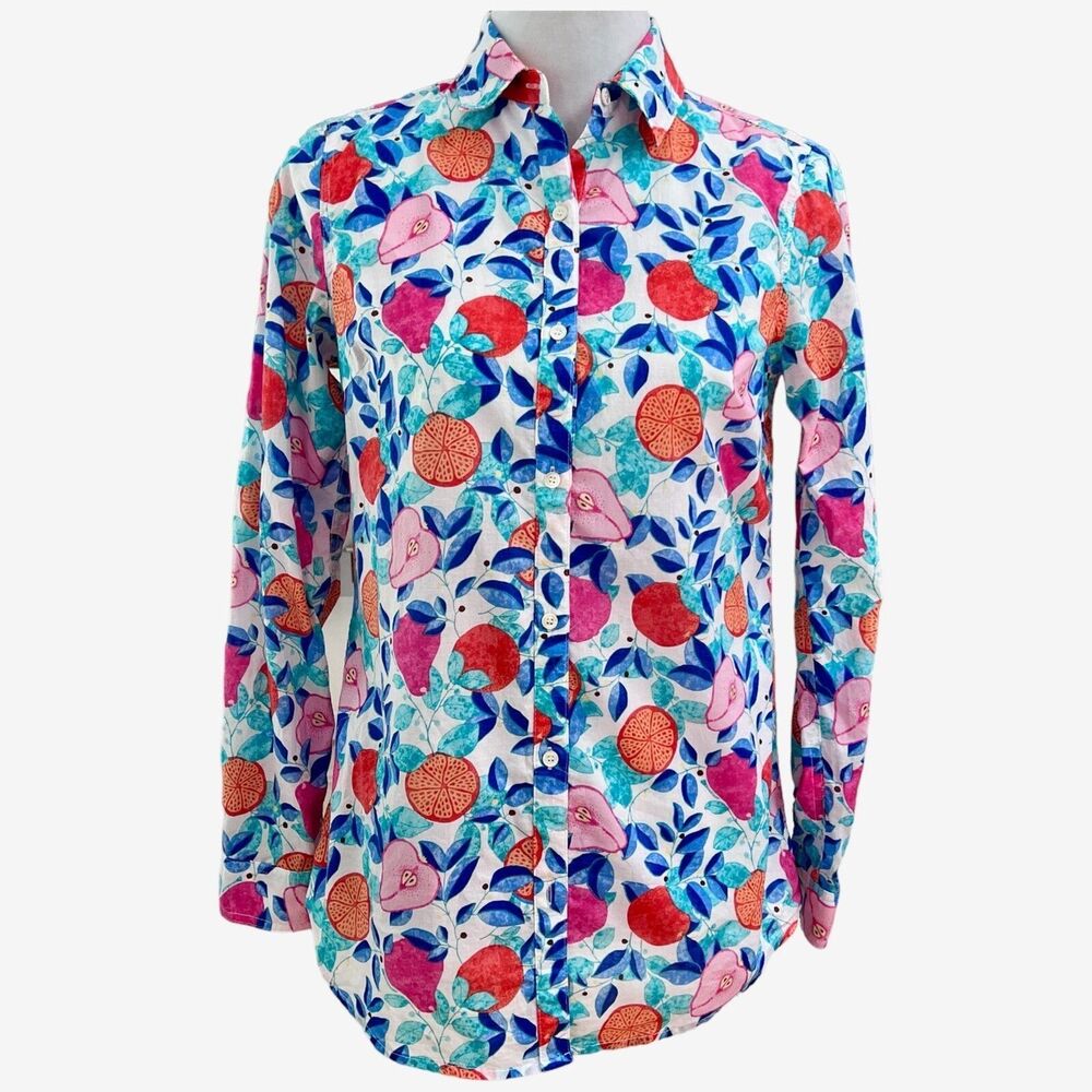 J, McLaughlin Lois cotton shirt XS fruit print multicolor